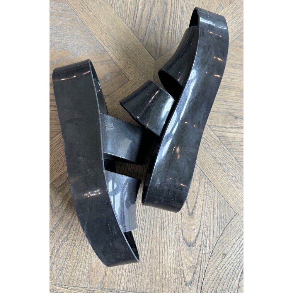 Melissa Women's Black Chunky Wedge Jelly Sandals Slides 8 Open Toe